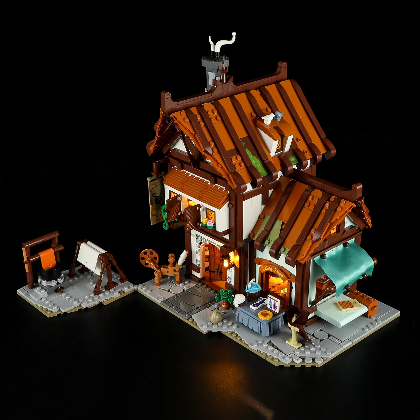 Medieval Tailor Shop Lighted Three-Floor Building Set