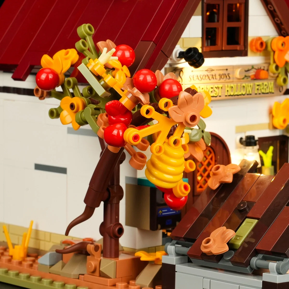 Autumn Farmhouse Halloween Building Set with 12 LED Lights