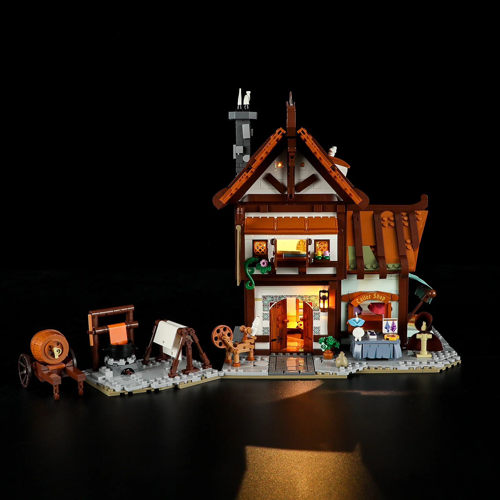 Medieval Tailor Shop Lighted Three-Floor Building Set