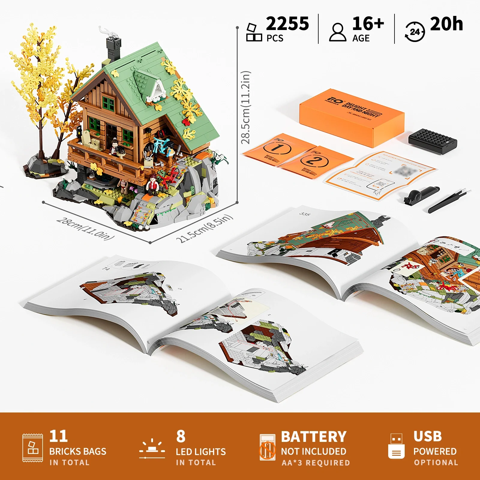 Mountain Cabin Building Set with Detachable Floors and Lighting