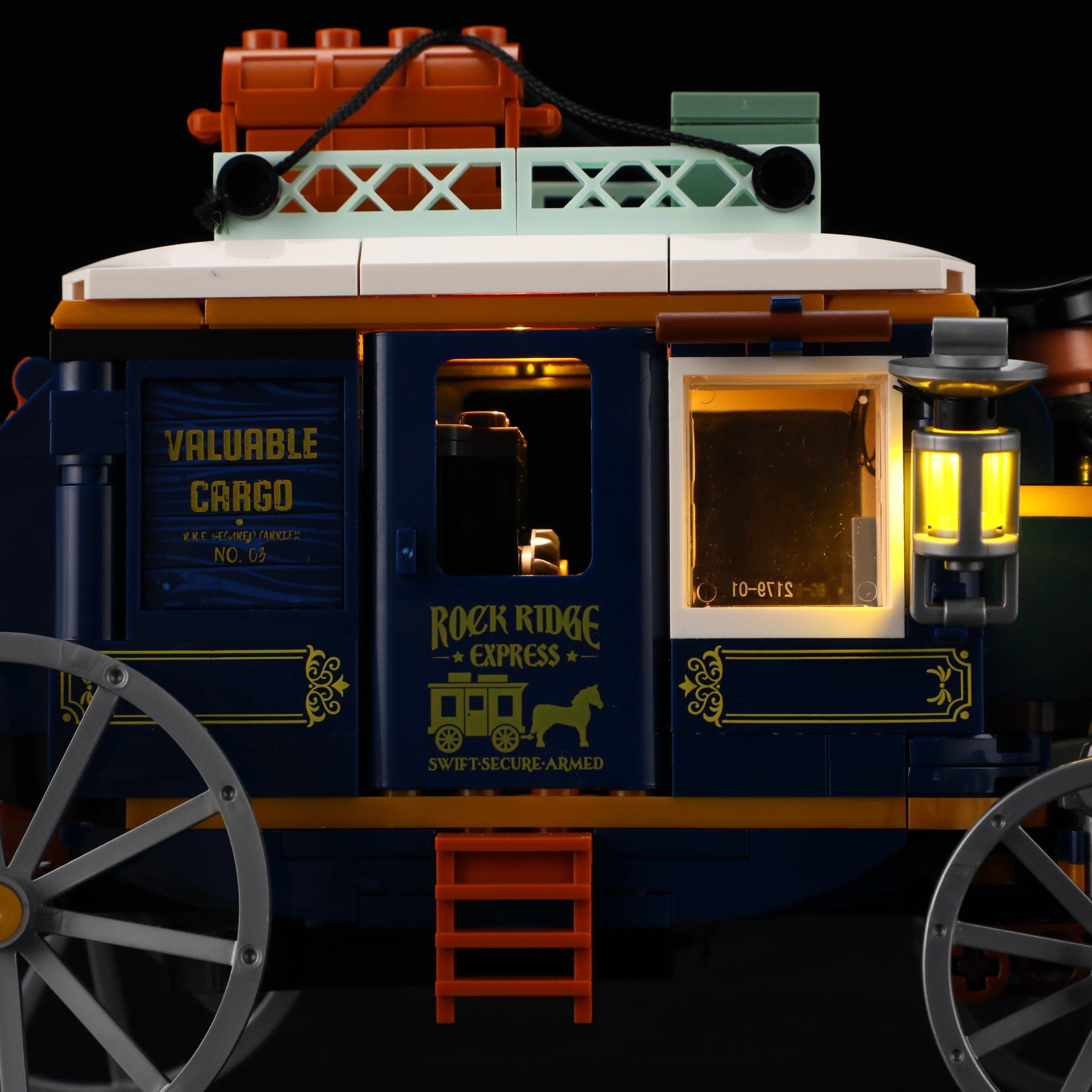 Treasure Stagecoach L9099 Western Vault Wagon with Three Light Effects