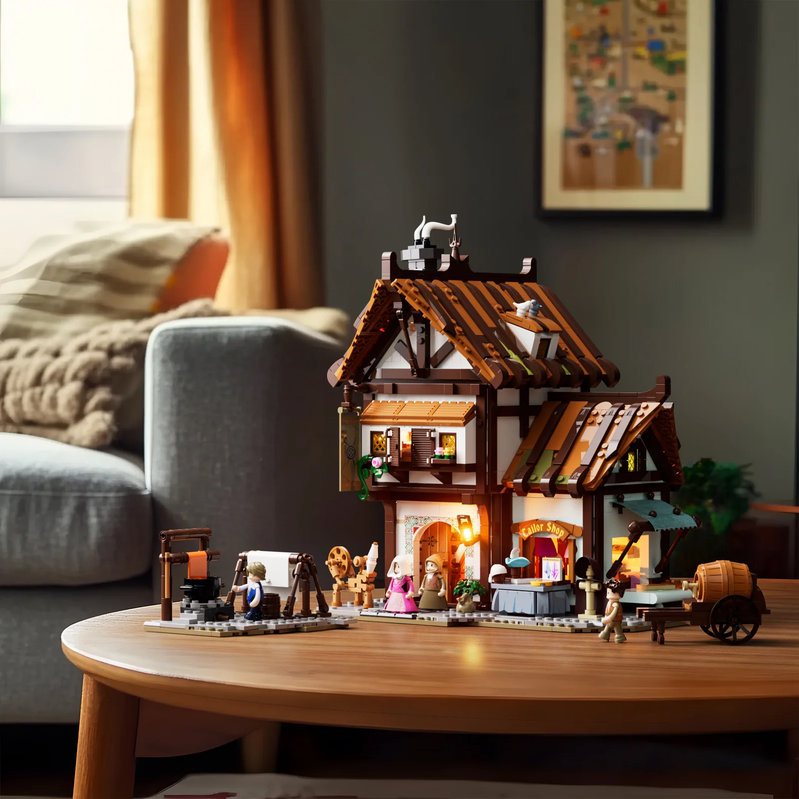 Medieval Tailor Shop Lighted Three-Floor Building Set