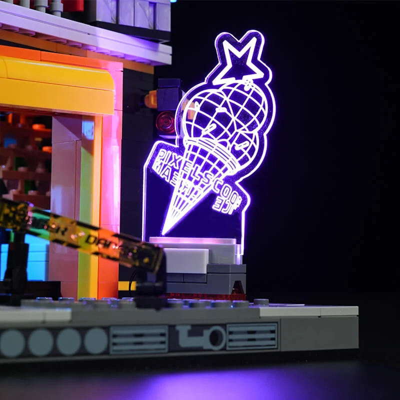 Floating Train Station Cyberpunk Building Set with LED Lights