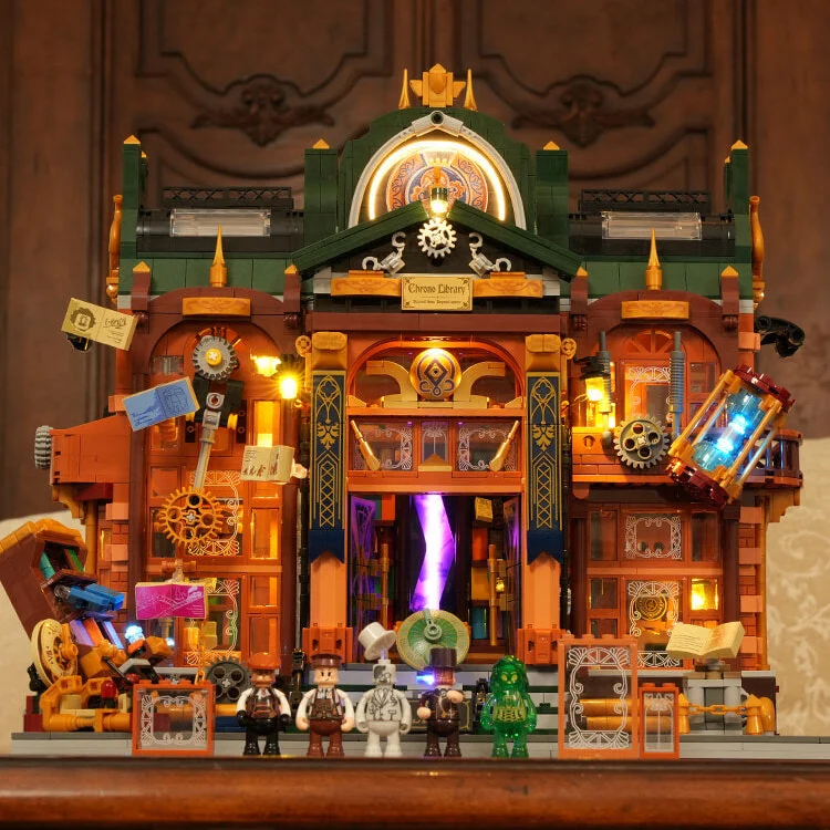 Steampunk Time Rift Library Build Set with 17 LED Lights