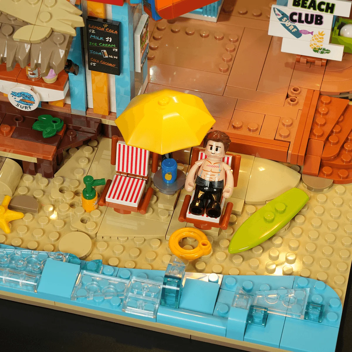 Lumibricks Surf Shop Beach Building Set with Stage and Lights