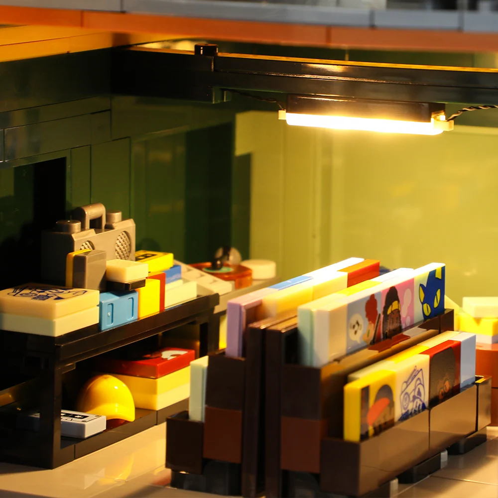 Record Store Building Set with 90s Hip-Hop Street Style