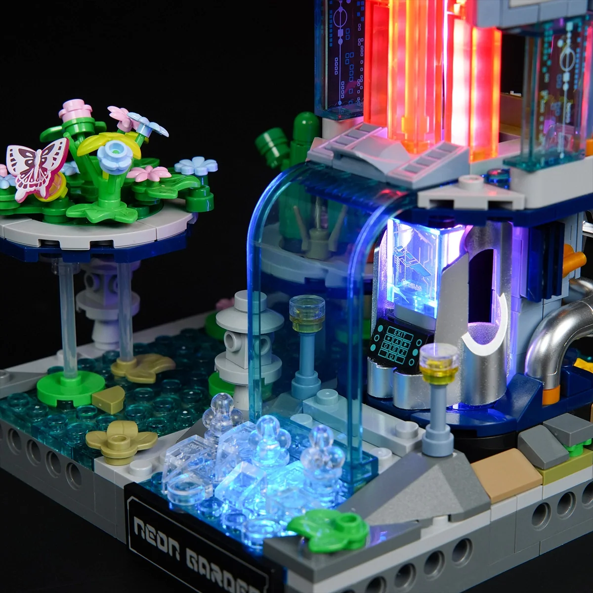 Neon Garden Cyberpunk Building Set with Sound-Reactive RGB Lights