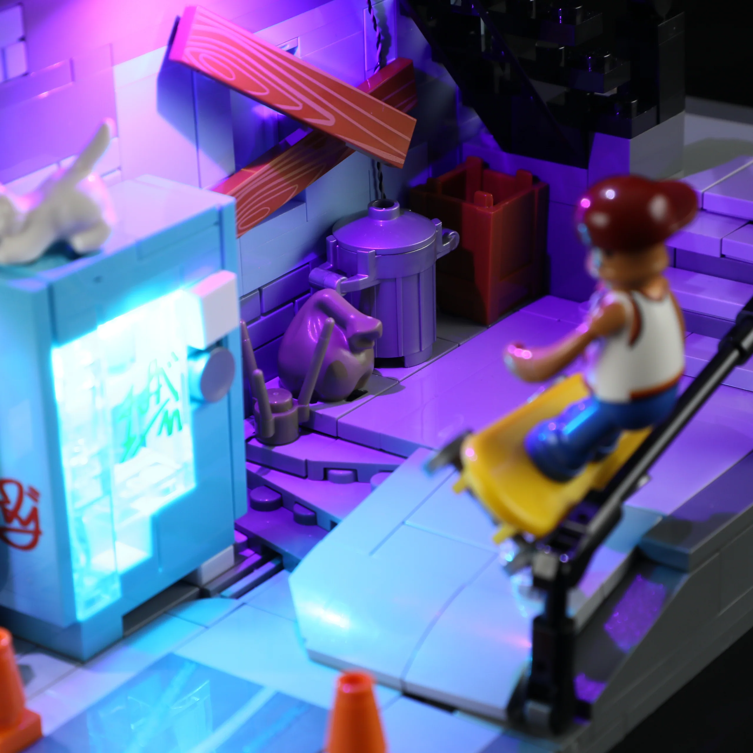 Skate Shop Street Scene Building Set with Graffiti and Lights