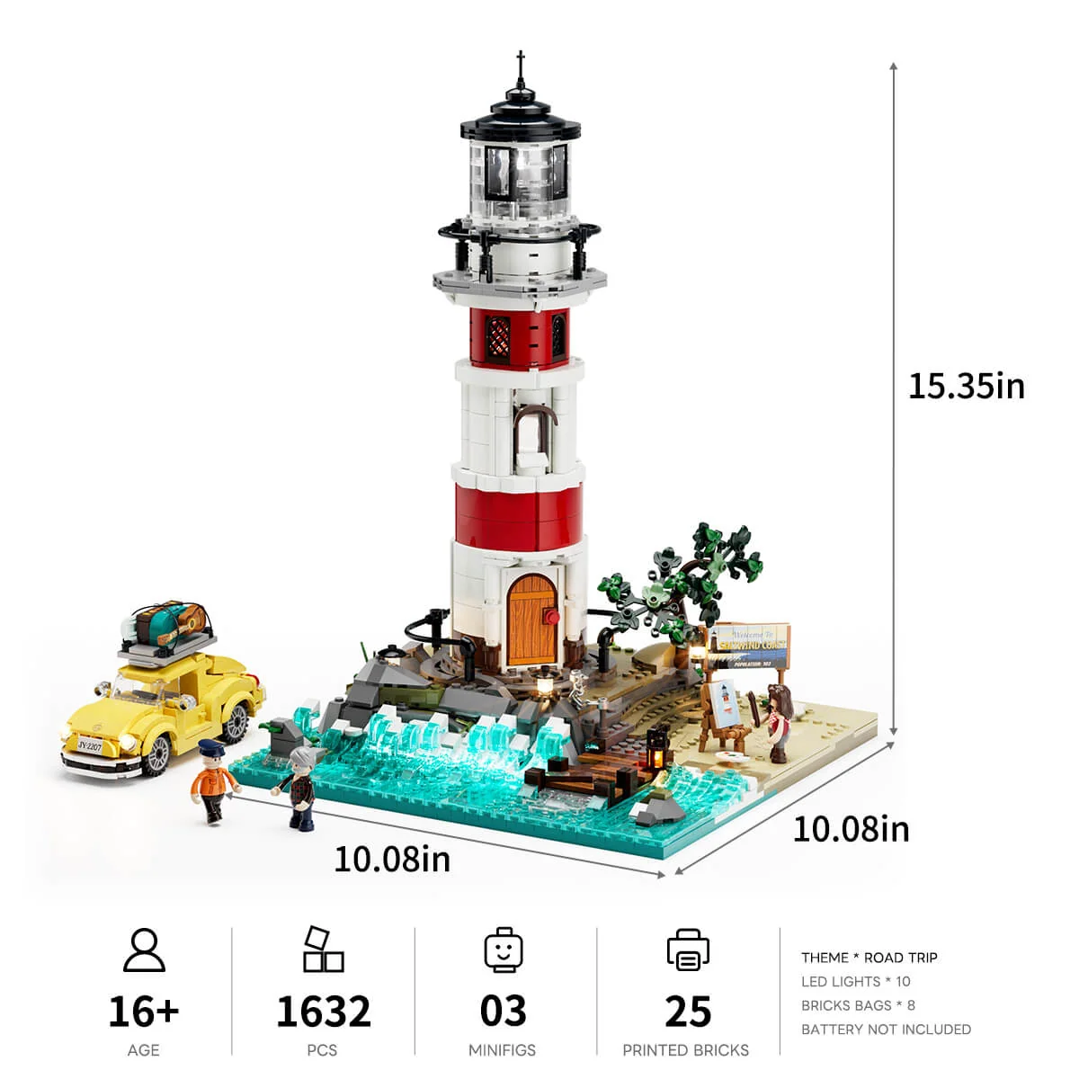 Sunrise Lighthouse 18007 海岸灯塔巡逻灯建筑套装