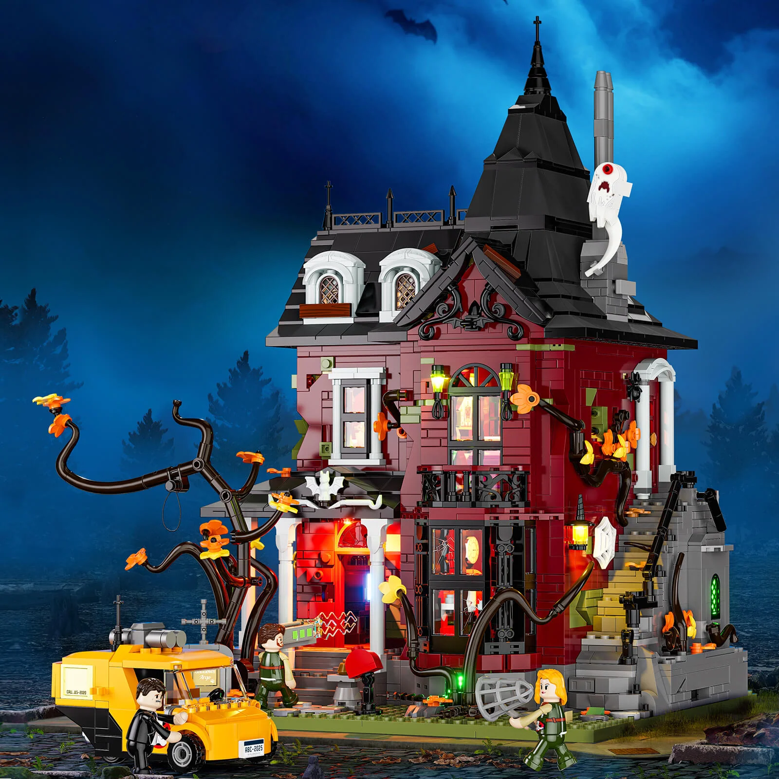 Midnight Haunted Mansion L9092 Halloween Building Set with LED Lights