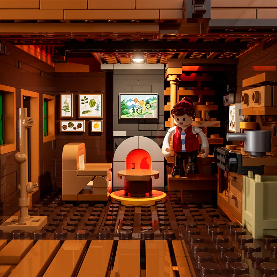 Mountain Cabin Building Set with Detachable Floors and Lighting