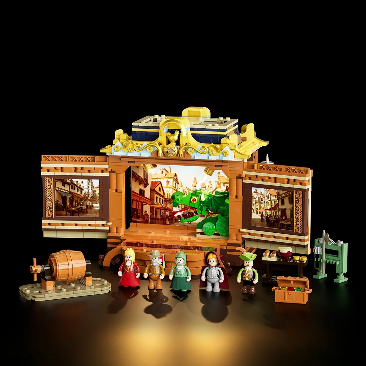 Medieval Troupe Carriage Stage Set with Four LED Lights