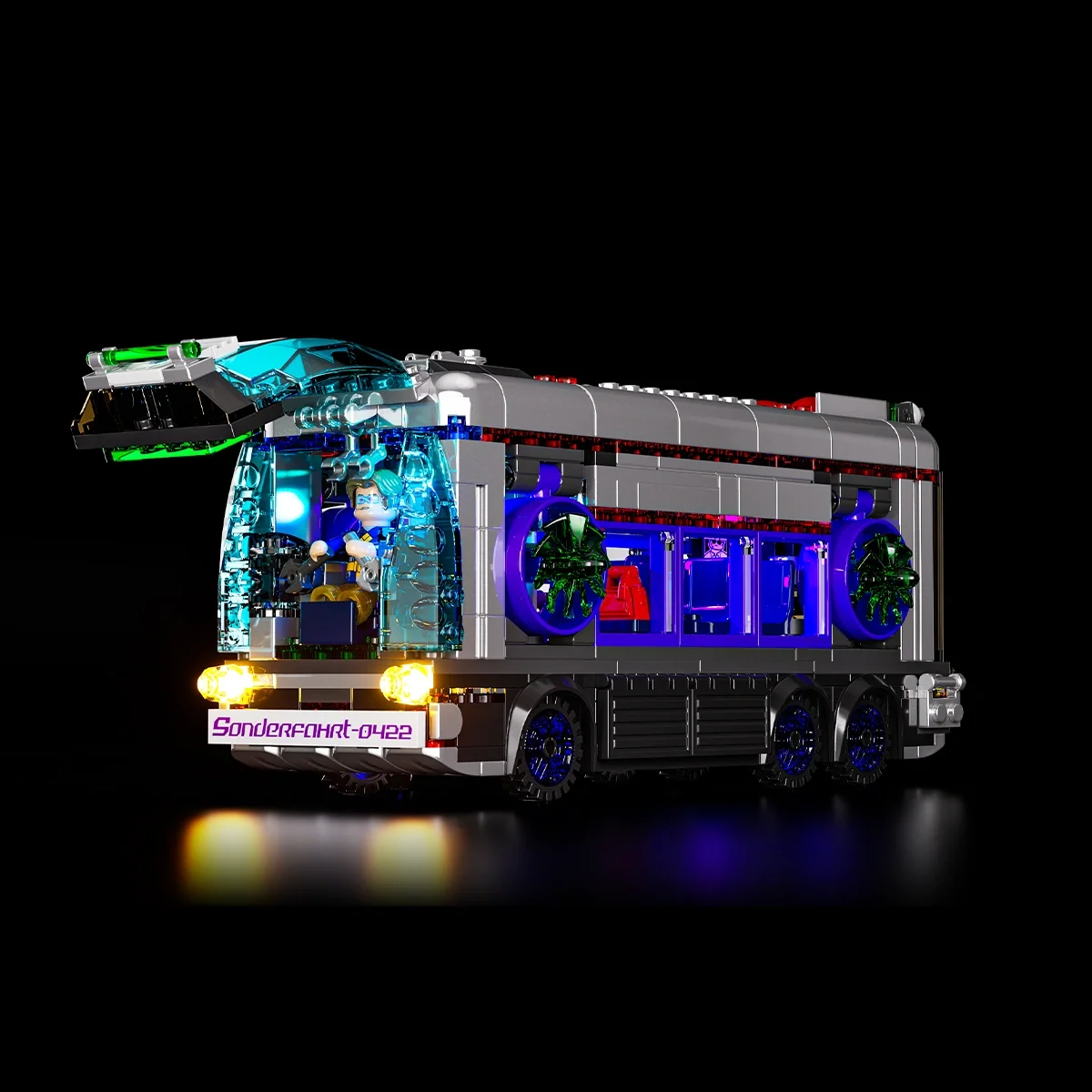 Future Bus Cyberpunk Building Set with Neon Lights