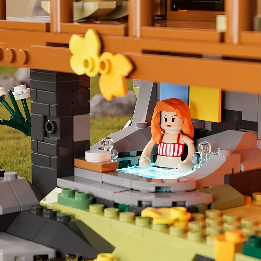 Mountain Cabin Building Set with Detachable Floors and Lighting