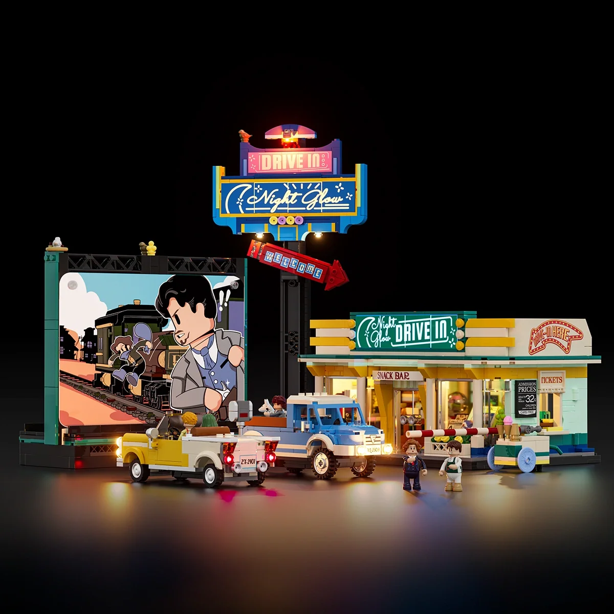 Night Glow Drive-in Retro Theater Light Building Set