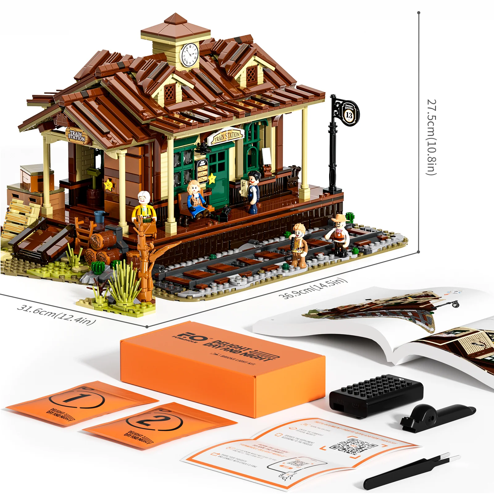 West Train Station 1974-Piece Wild West Building Set with Lights