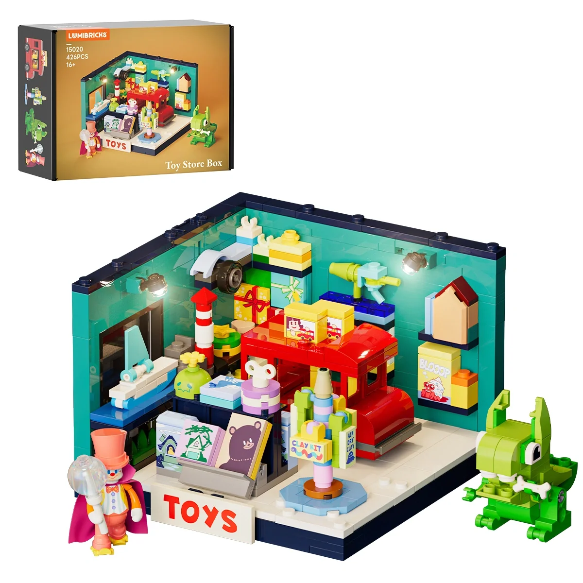 Toy Store Box 16 x 16 Two-Story Building Set with Lights