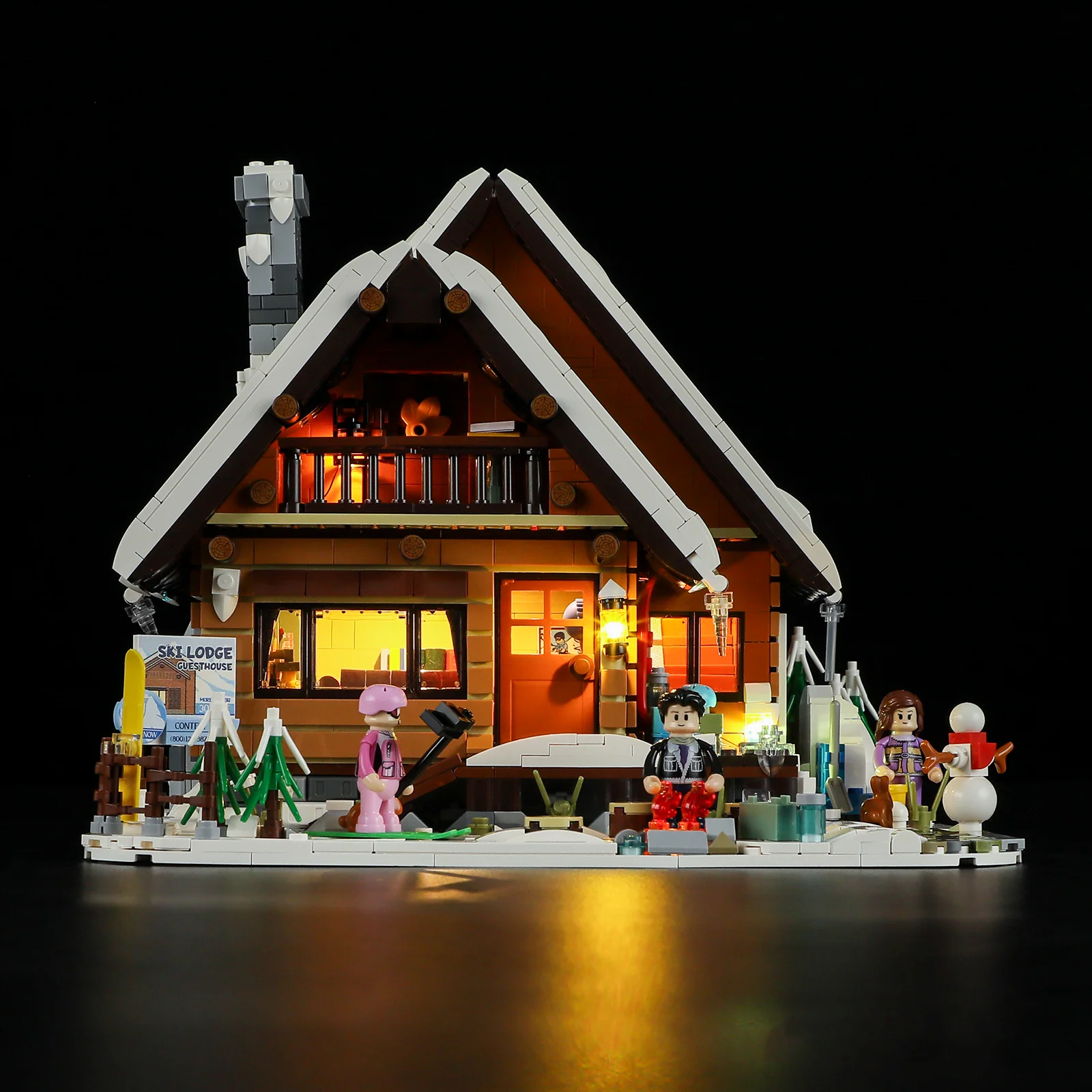 Ski Lodge 2187-Piece Winter Retreat Building Set with Lighting Kit