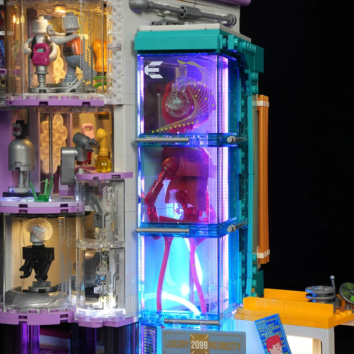 Cyber Couture Galleria Cyberpunk Lighted Building Set with Rooftop Runway