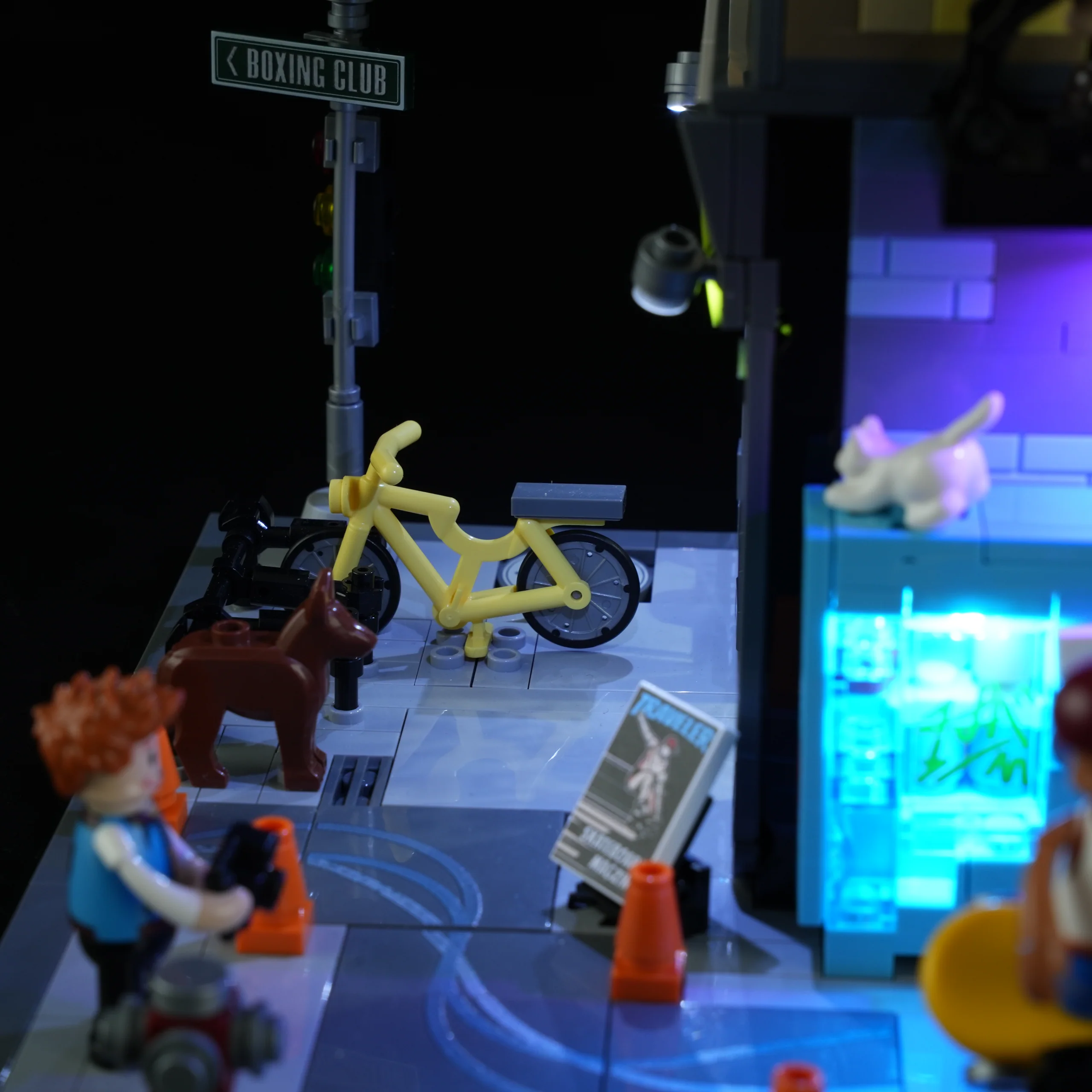 Skate Shop Street Scene Building Set with Graffiti and Lights