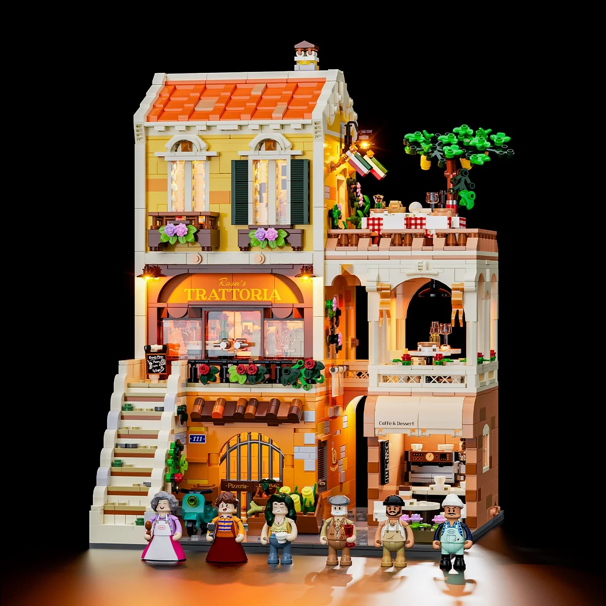Italian Homestyle Restaurant Modular Street Building Set for Display
