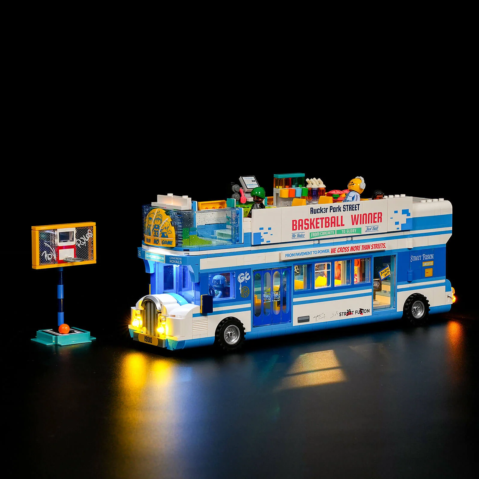 Streetball Tour Bus Double-Decker Building Set with 9 Lights