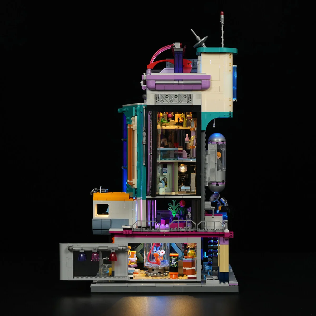 Cyber Couture Galleria Cyberpunk Lighted Building Set with Rooftop Runway