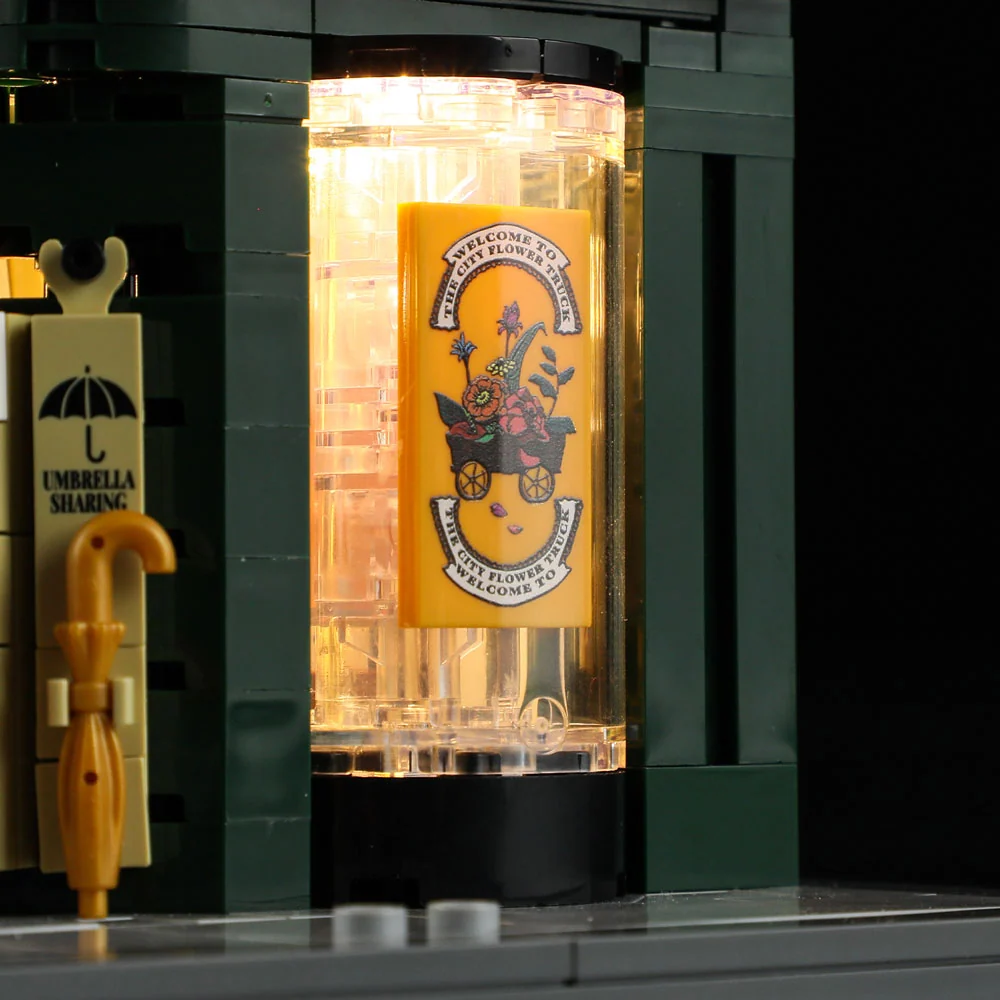 Lumibricks Newsstand Corner Kiosk Building Set with Lights