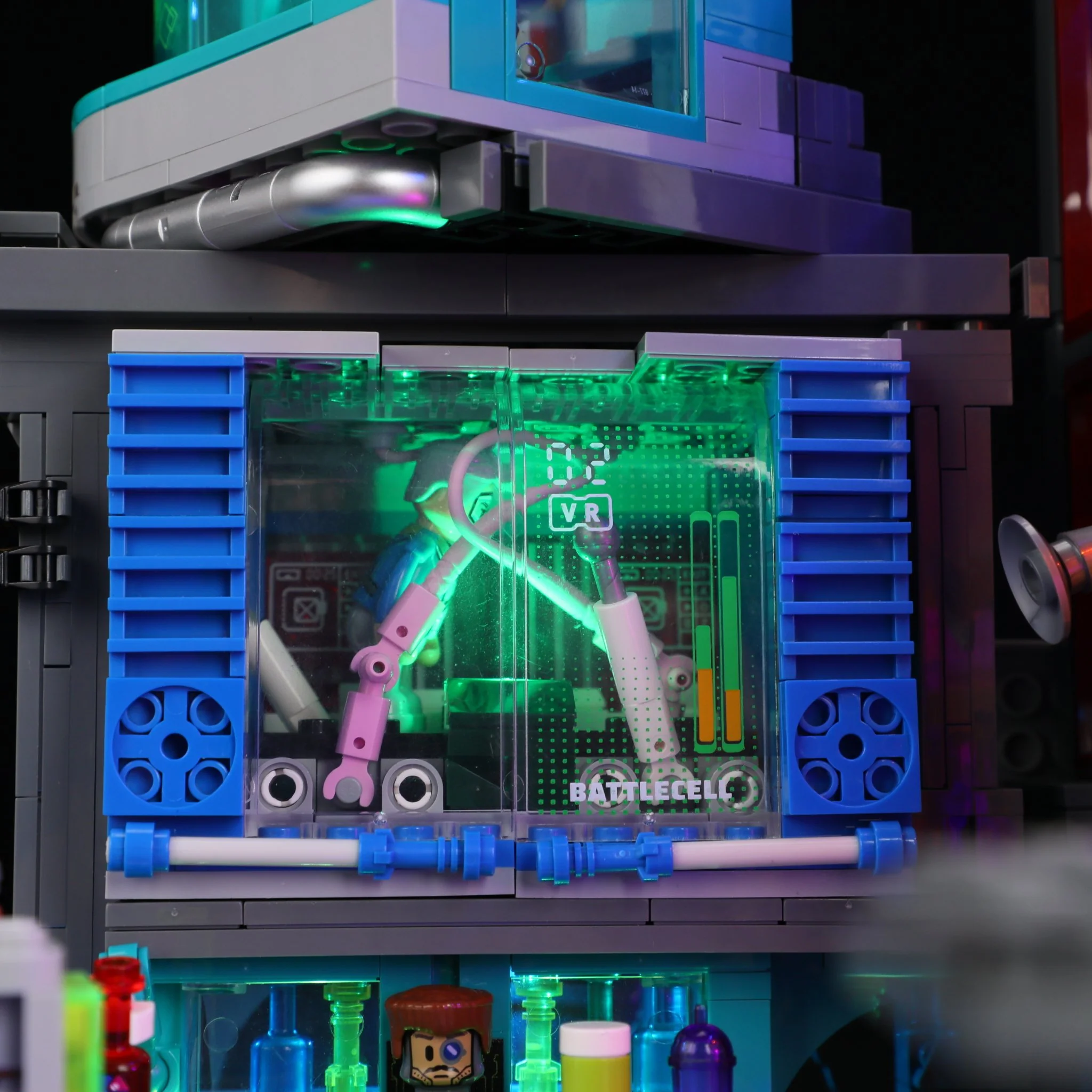 Game Stack L9095 Cyberpunk Entertainment District Building Set with Neon Lights
