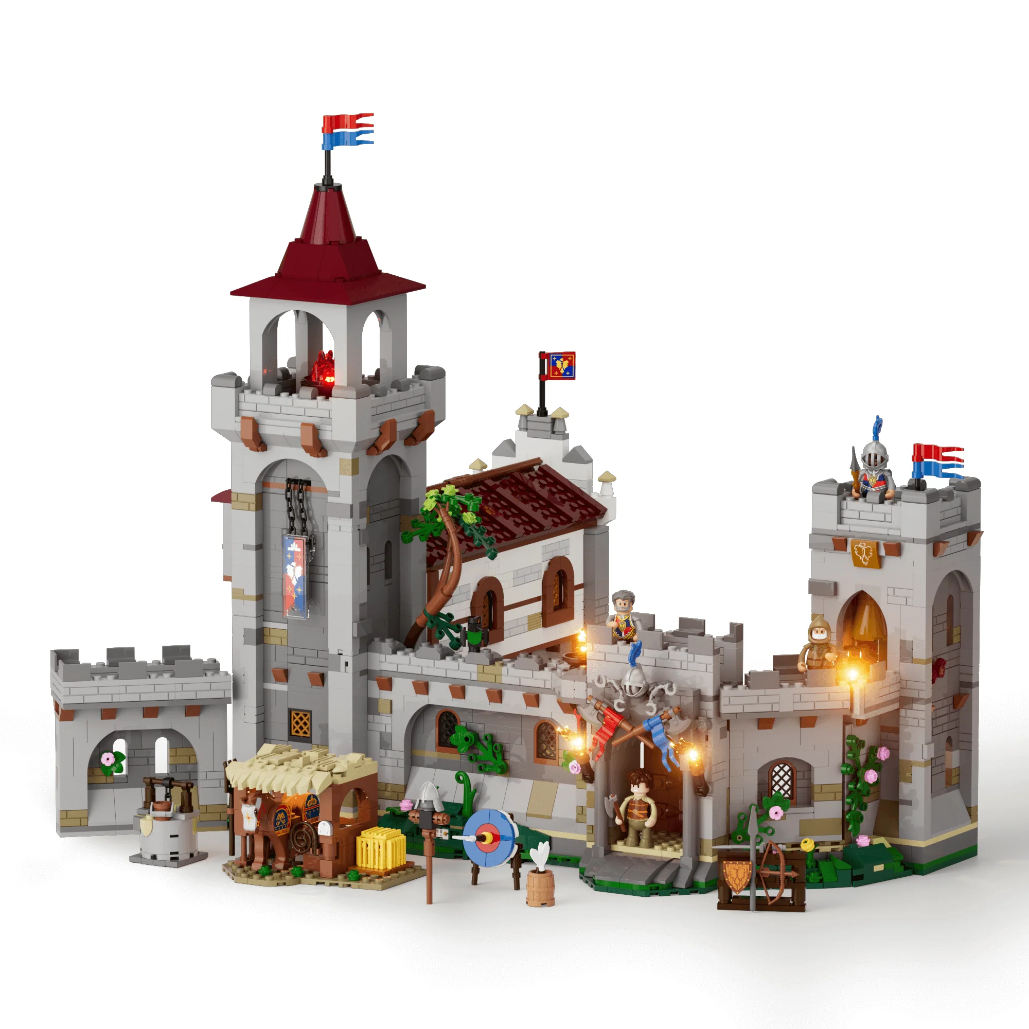 Medieval Guard Post Barracks Building Set with Night Lighting