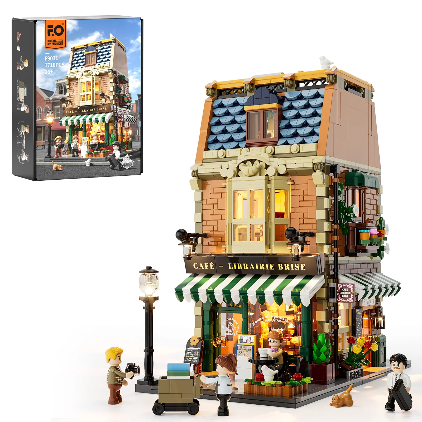Book-Cafe Building Set with 10 Light Positions and Elsa Minifigure