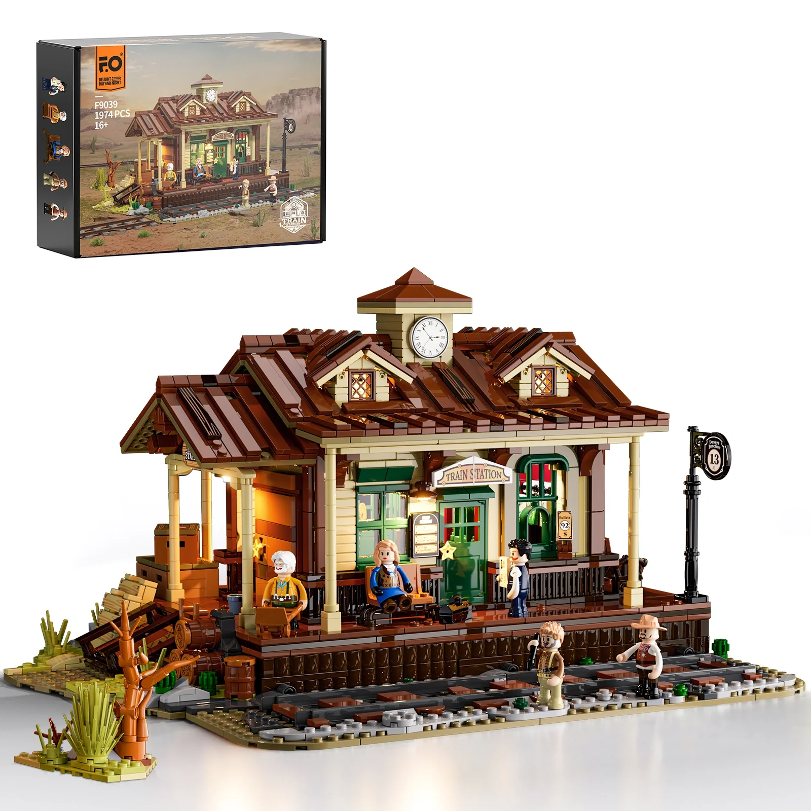 West Train Station 1974-Piece Wild West Building Set with Lights