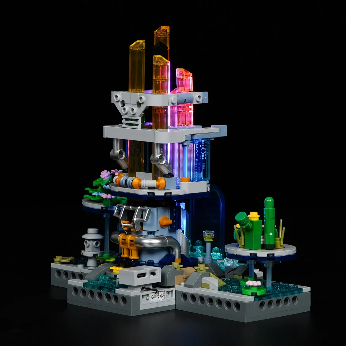 Neon Garden Cyberpunk Building Set with Sound-Reactive RGB Lights