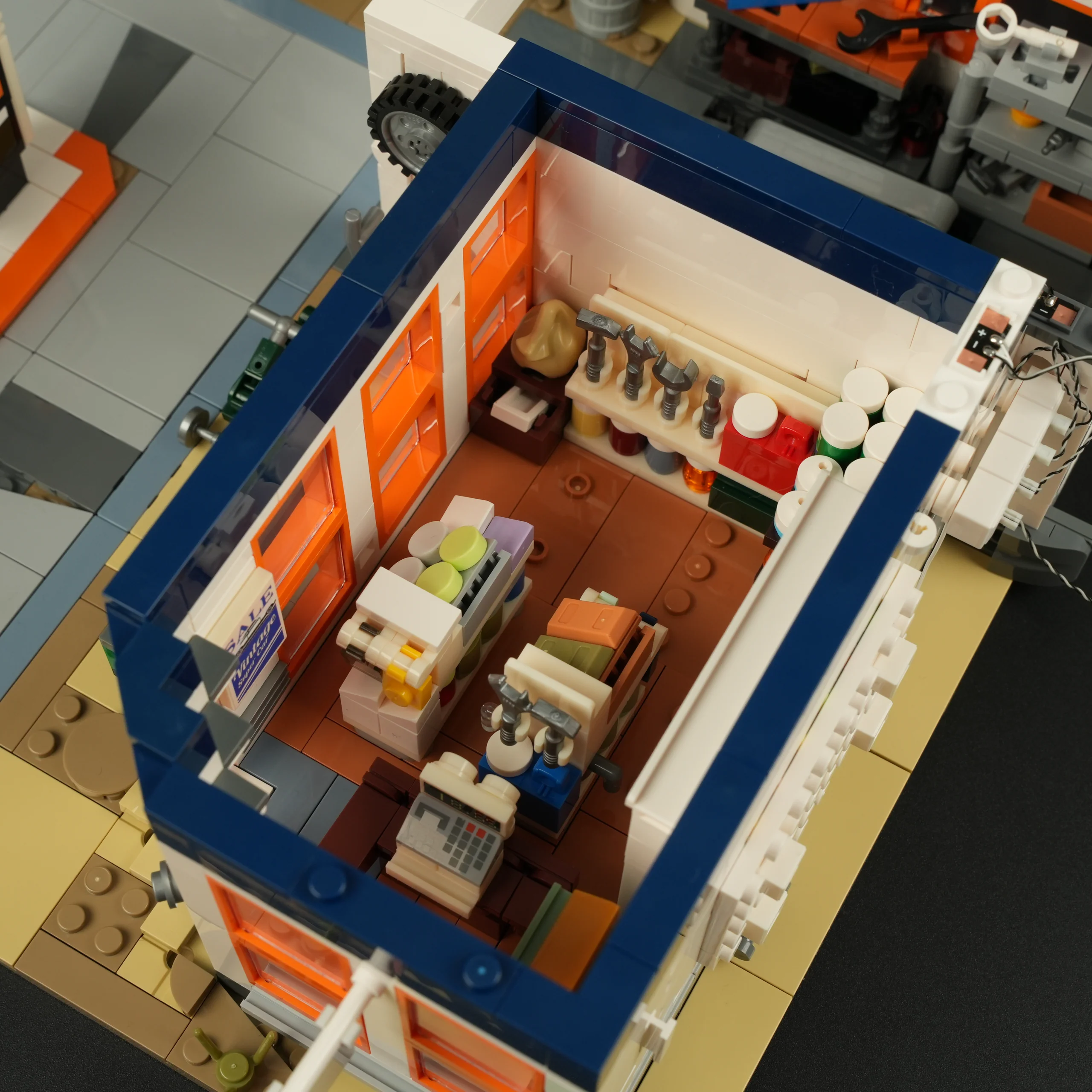 Retro 1960s Gas Station Building Set with LED Lights