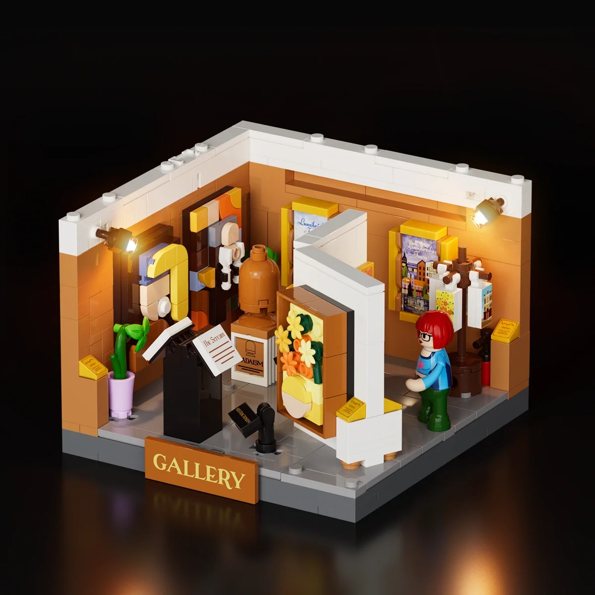 Brick Art Gallery Box 16 x 16 Museum Building Set with Lights