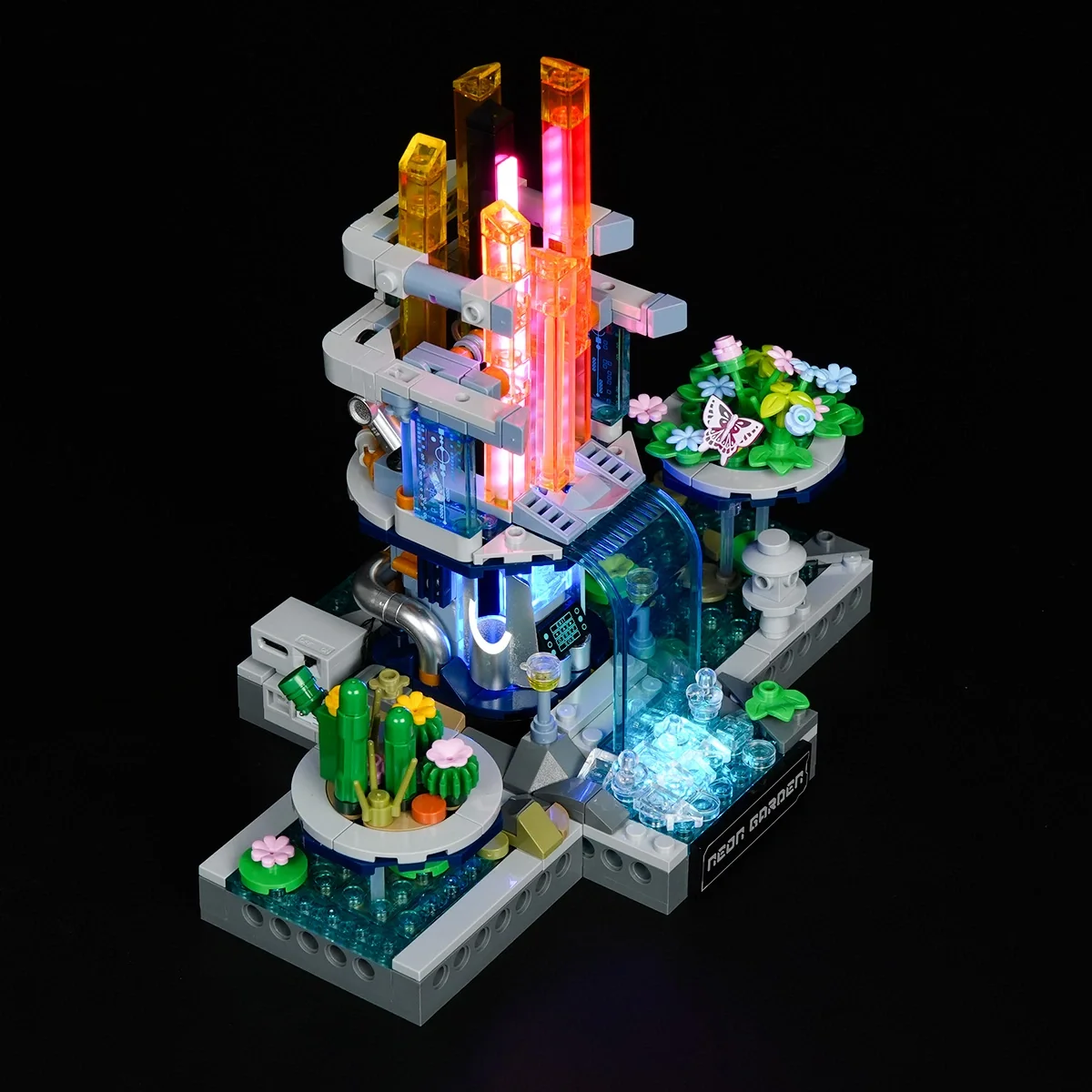 Neon Garden Cyberpunk Building Set with Sound-Reactive RGB Lights