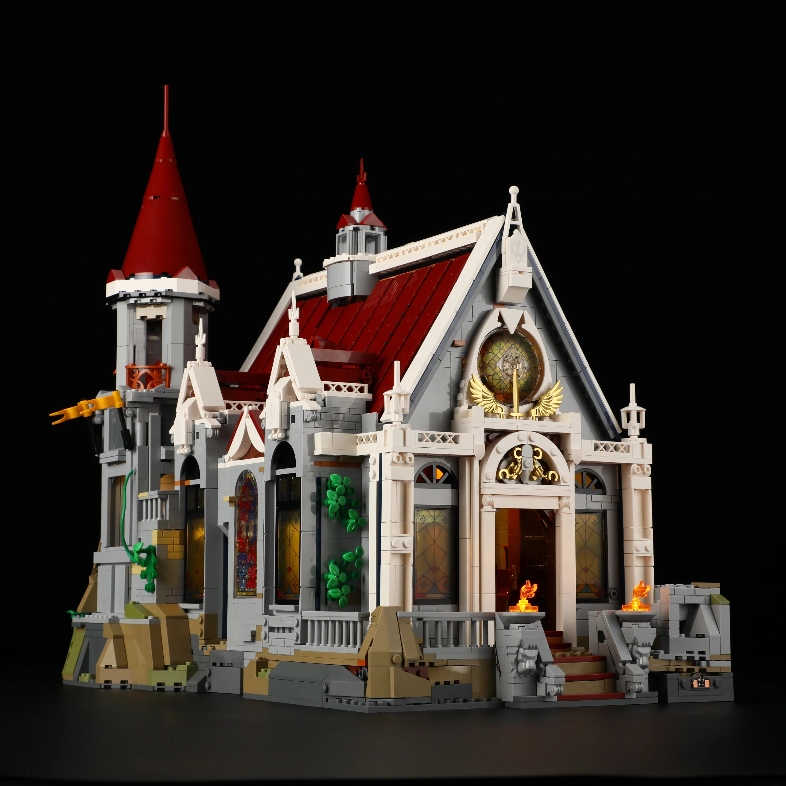 Castle Banquet Hall L9071 Medieval Brick Build with Stained Glass Lights