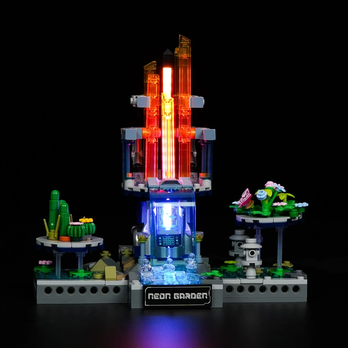 Neon Garden Cyberpunk Building Set with Sound-Reactive RGB Lights