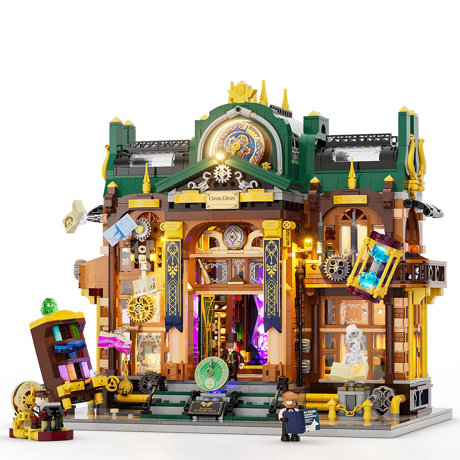 Steampunk Time Rift Library Build Set with 17 LED Lights