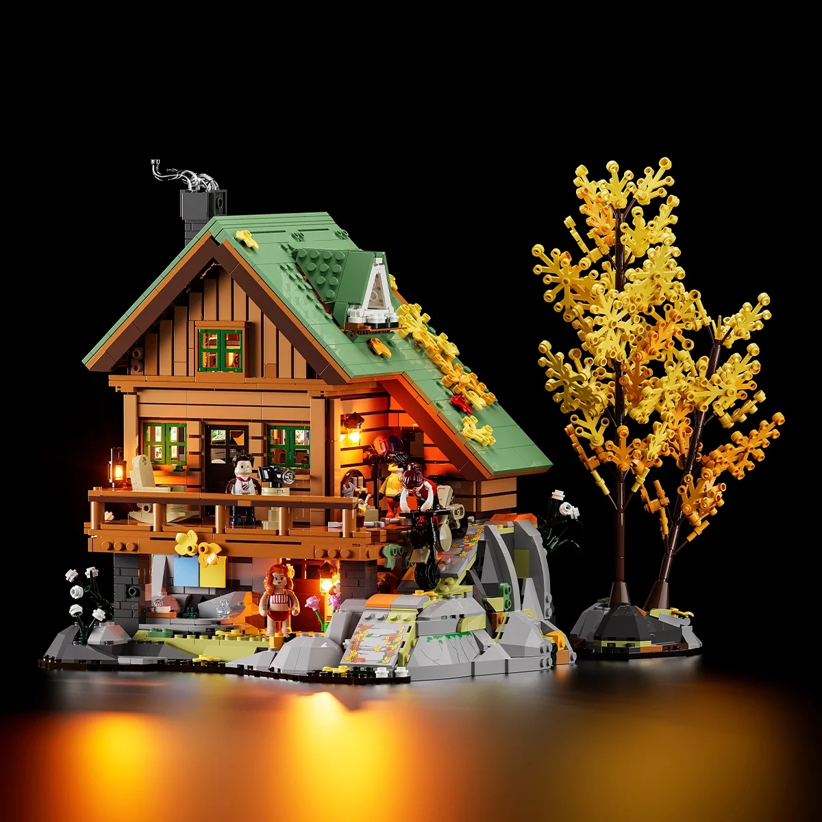 Mountain Cabin Building Set with Detachable Floors and Lighting