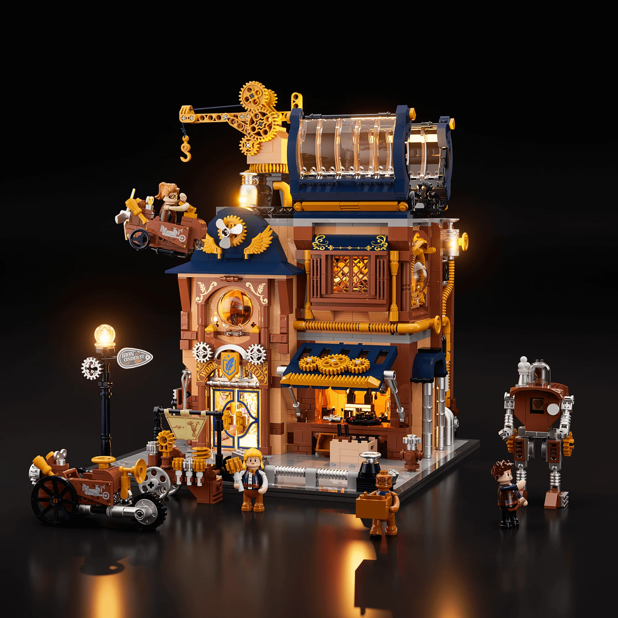 Lumibricks Steampunk Mechanical Workshop Lighted Building Set
