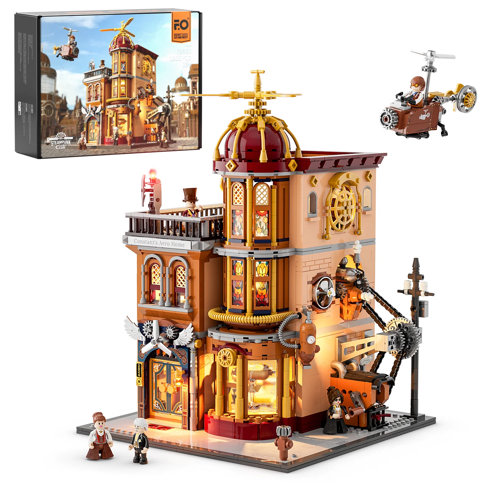 Steampunk Flying Club Building Set with Modular Baseboards