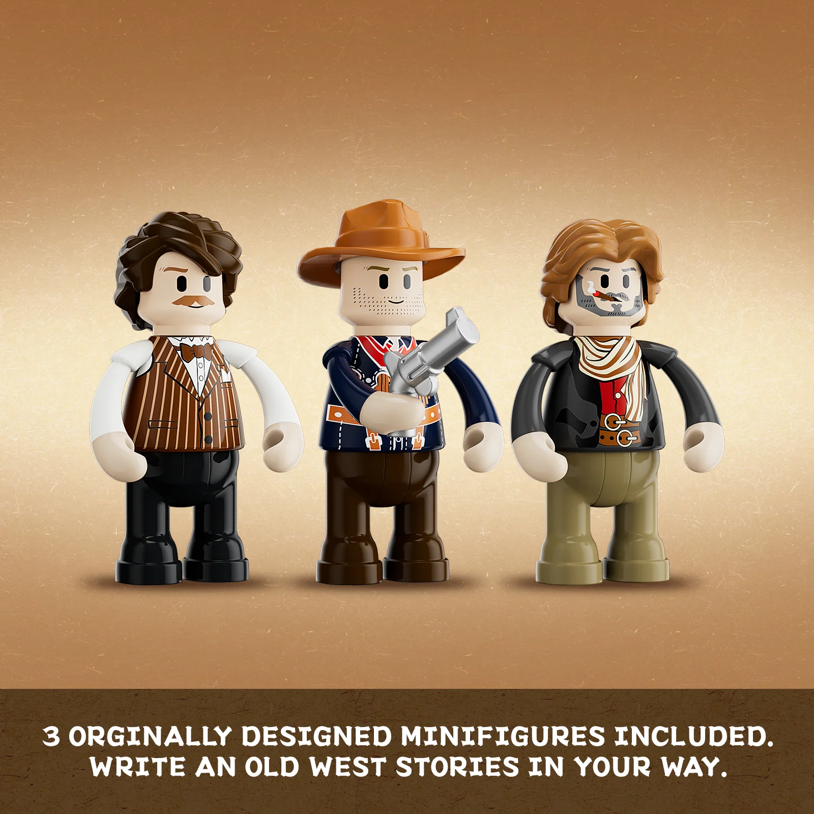 Western Saloon Building Block Set with 3 Minifigures and Lights