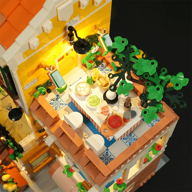 Italian Homestyle Restaurant Modular Street Building Set for Display