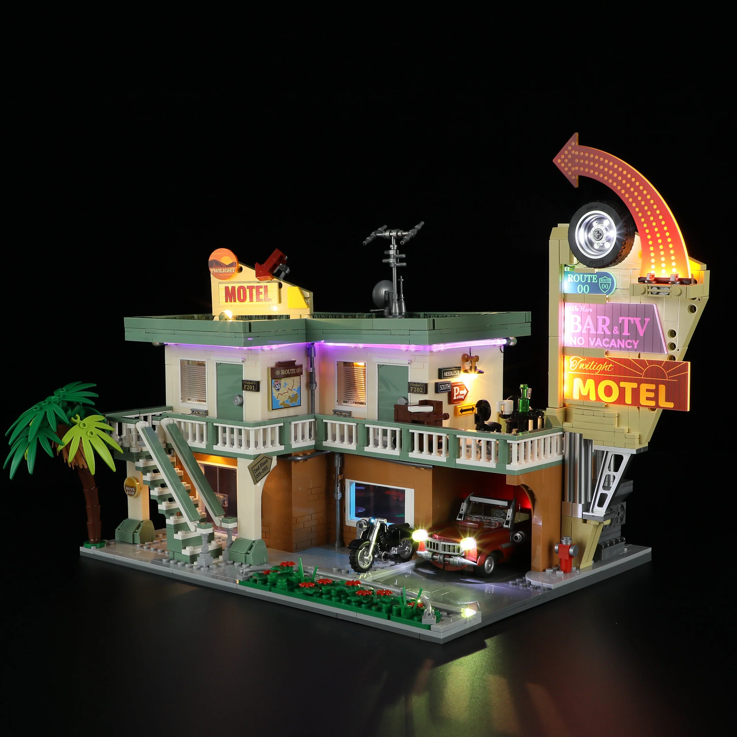 Twilight Motel Retro Neon Building Set with 22 LED Lights