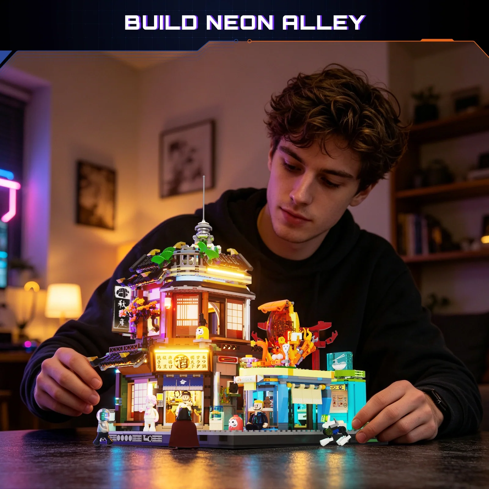 Izakaya Cyberpunk Building Set with 20 LED Lights
