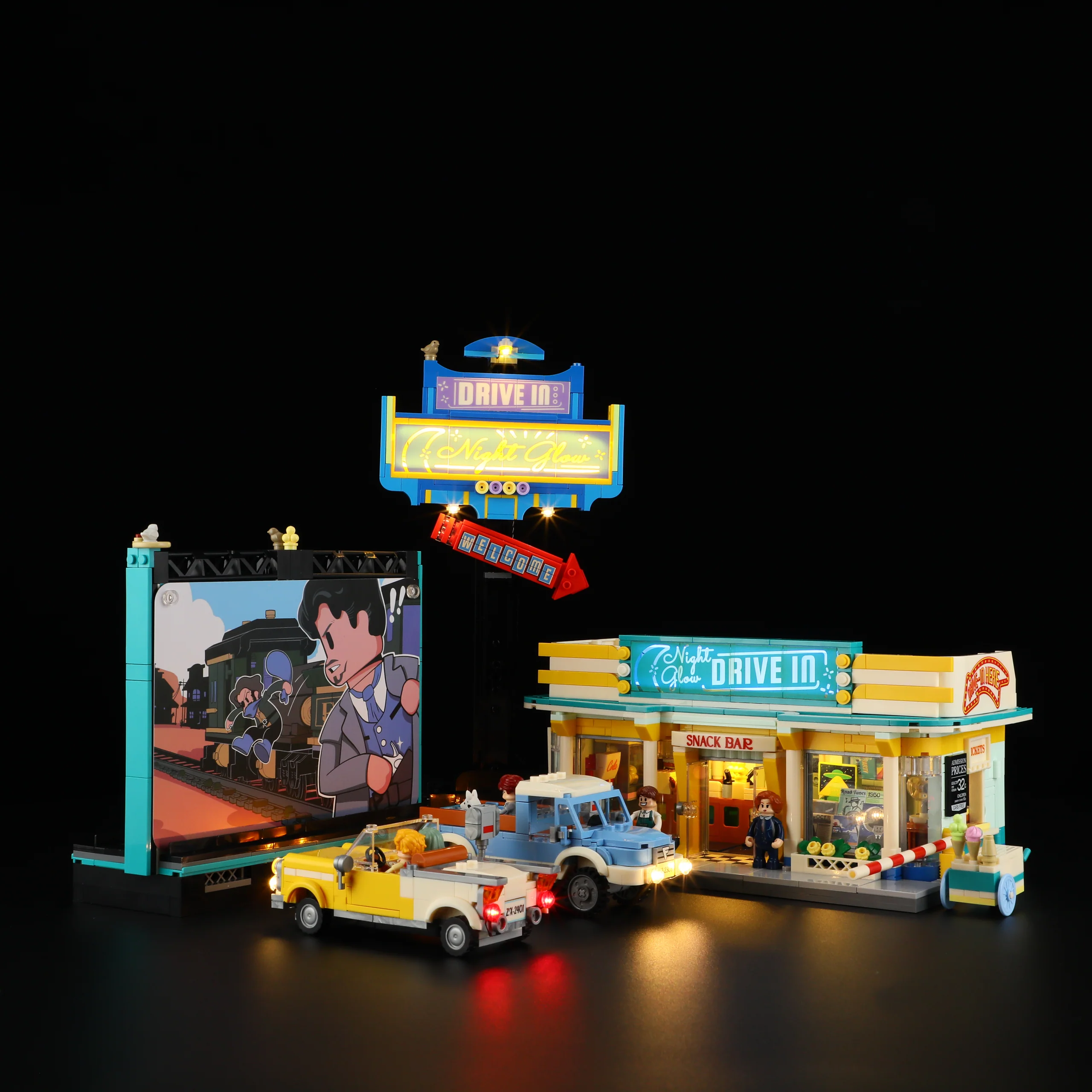Night Glow Drive-in Retro Theater Light Building Set