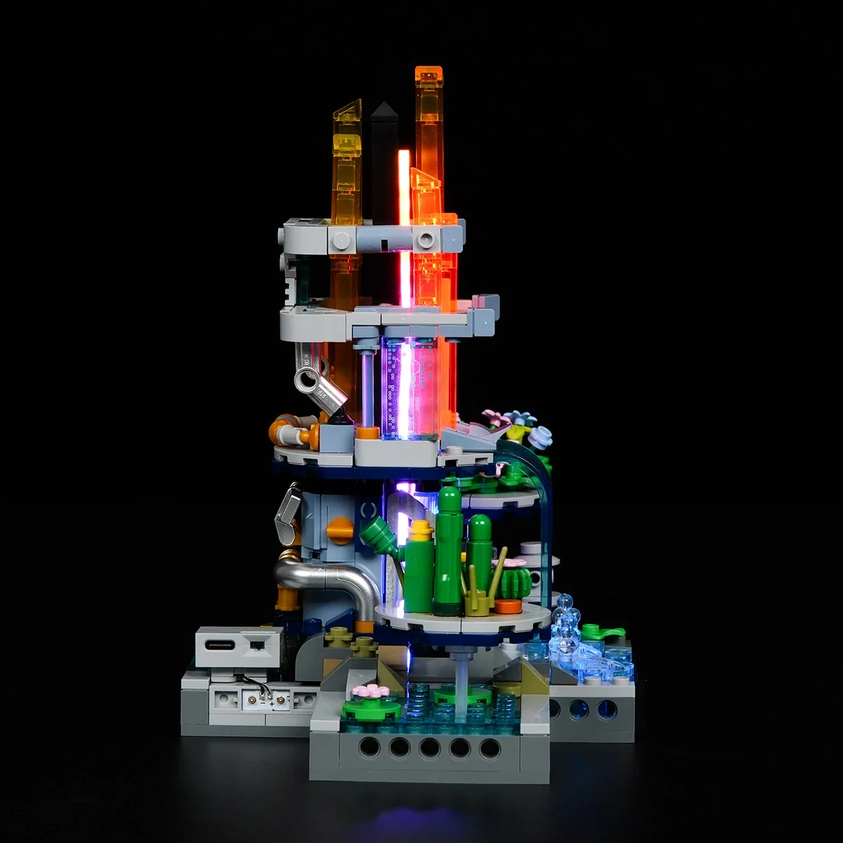 Neon Garden Cyberpunk Building Set with Sound-Reactive RGB Lights