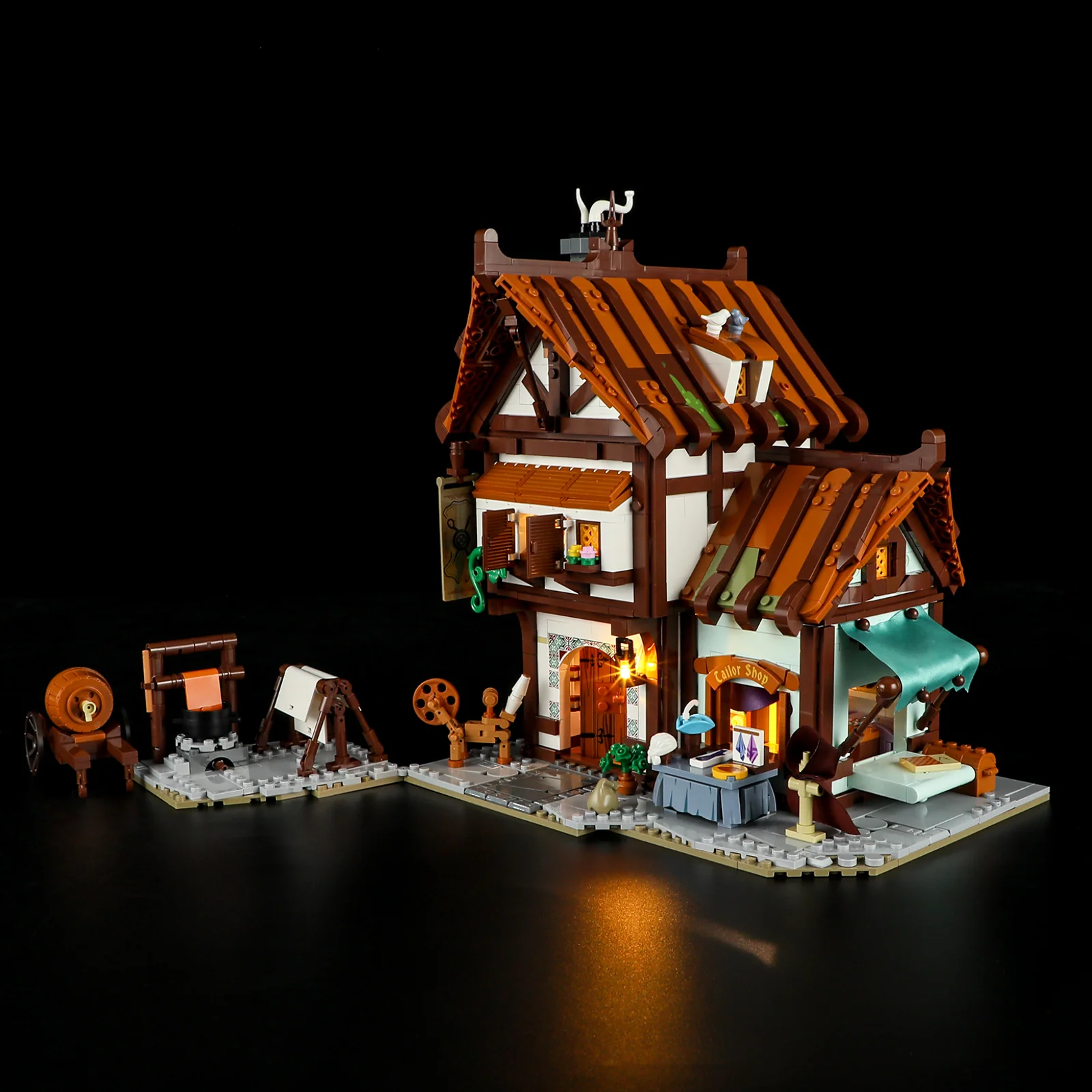 Medieval Tailor Shop Lighted Three-Floor Building Set
