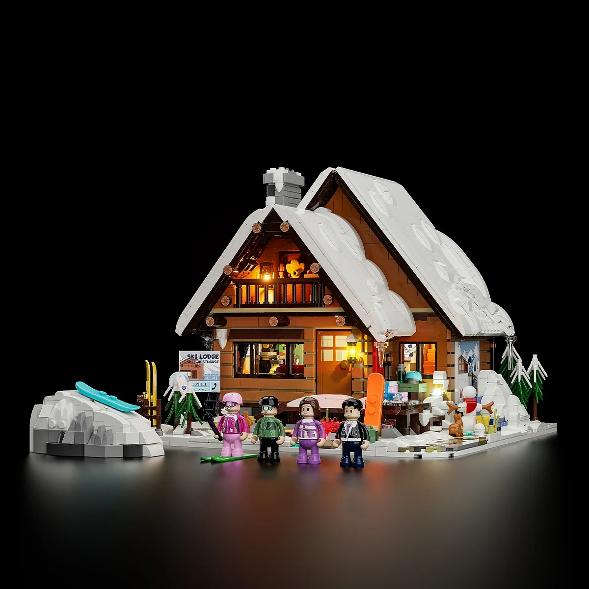 Ski Lodge 2187-Piece Winter Retreat Building Set with Lighting Kit